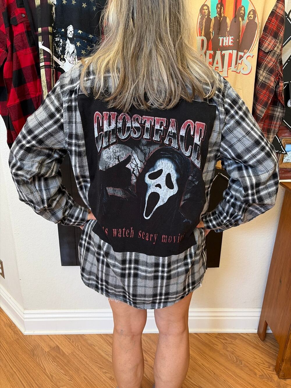 Ghostface Upcycled Flannel Shirt Unisex XL